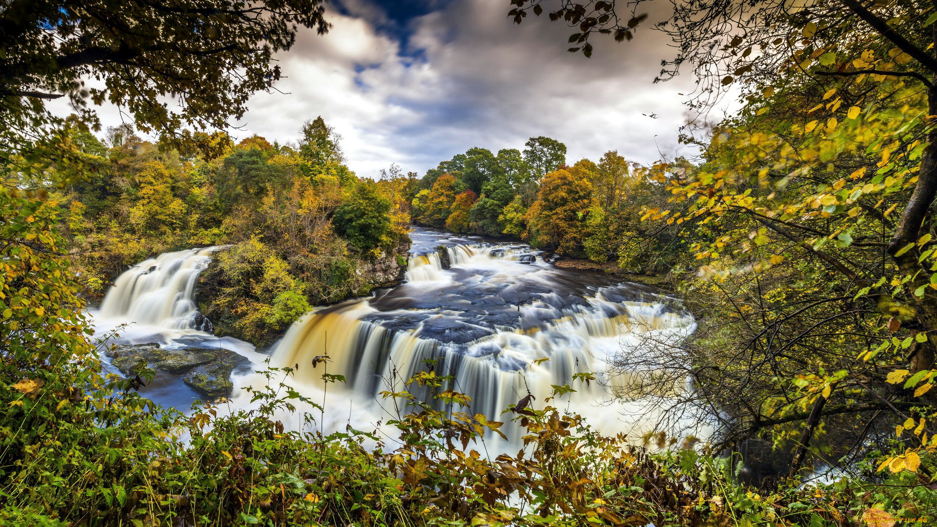 waterfall at clyde valley woodlands, scotland, , , waterfall, at, clyde, valley, woodlands
